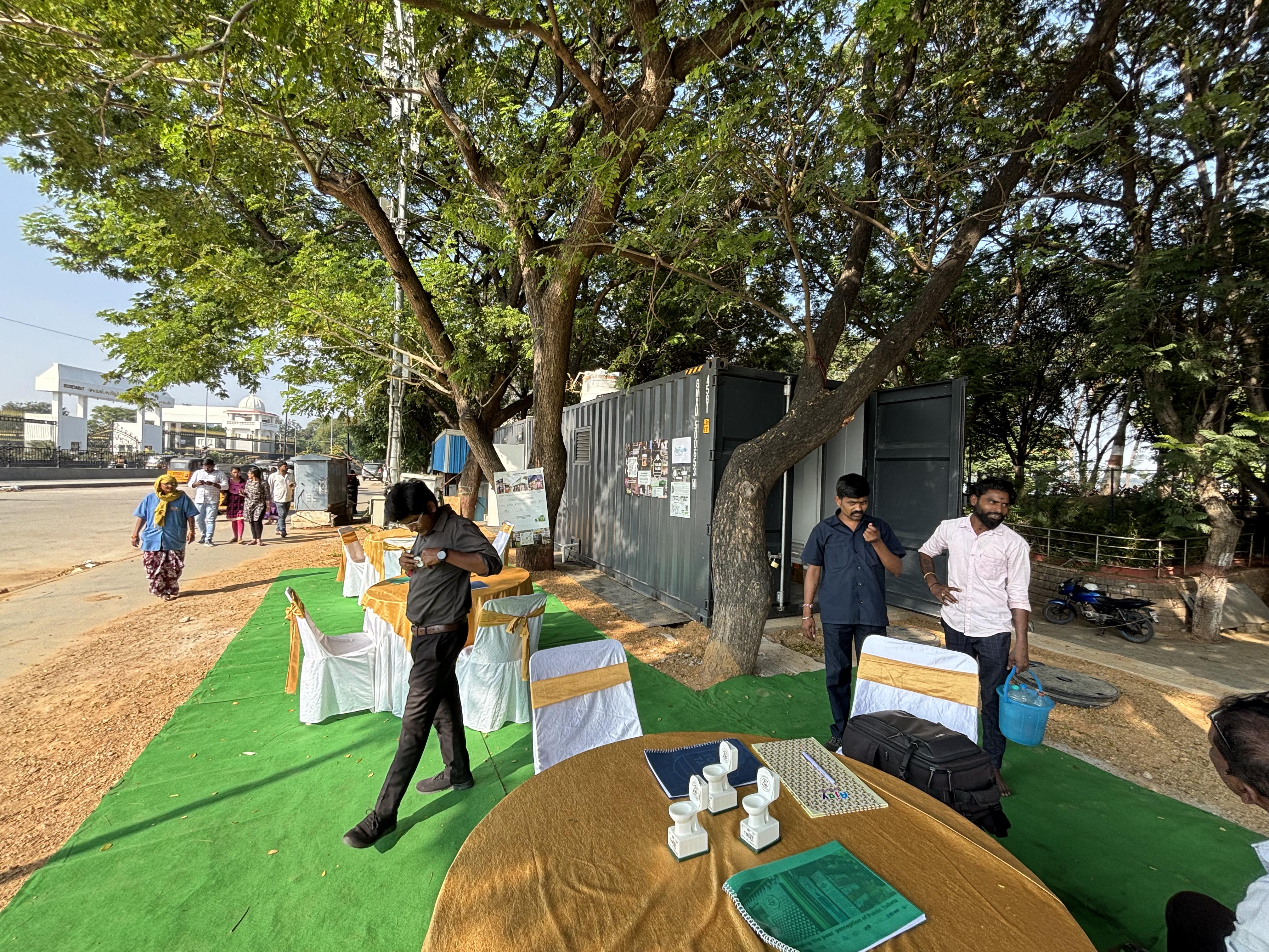 Street-level view of the ReFlow unit at Lumbini Park.
